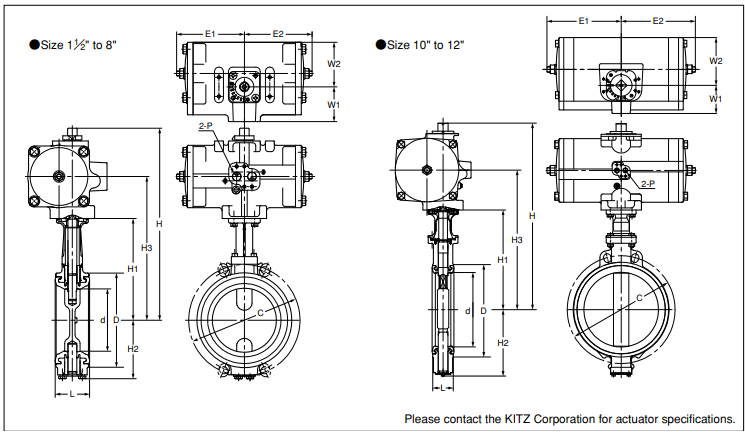 Kitz FA 10XJME FA 10XJMEA Aluminum Butterfly Valve Pneumatically