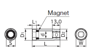 TONE 3PW-S Plug Socket (12pt. With Magnet)